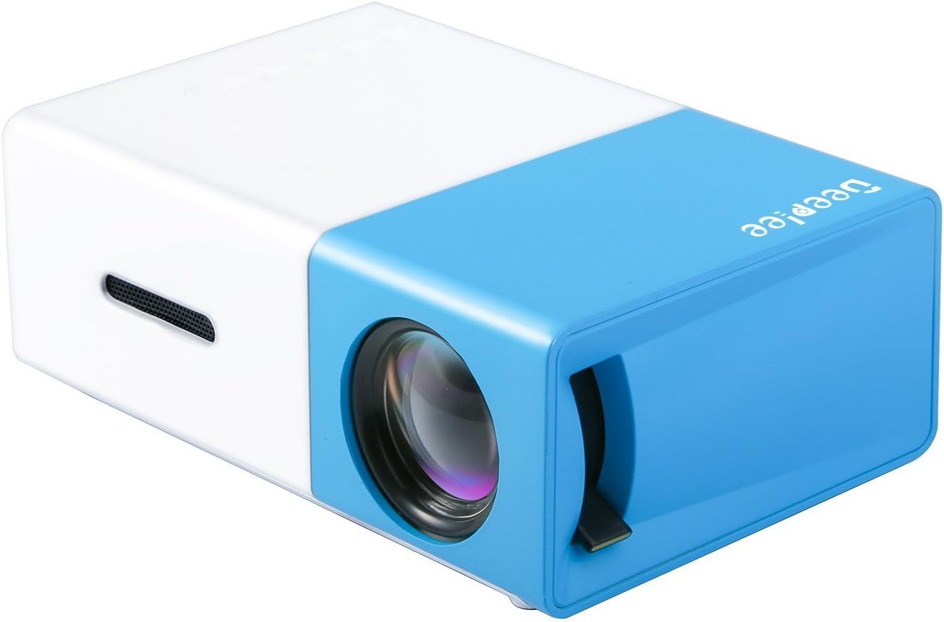 DeepLee DP300 Mini Projector, Portable LED Projector Home Cinema Theater with PC Laptop USB/SD/AV/HDMI Pocket Projector for Video Movie Game Home Entertainment Projector - Blue