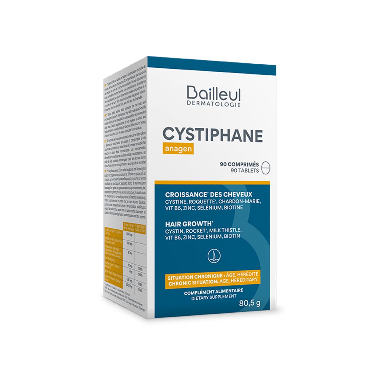 Bailleul | Pakiet zapobiegający wypadaniu włosów | Cystiphane Anagen Suplement diety pudełko 90 tabletek + Cystiphane+ Balsam zapobiegający upadkowi w sprayu 100 ml