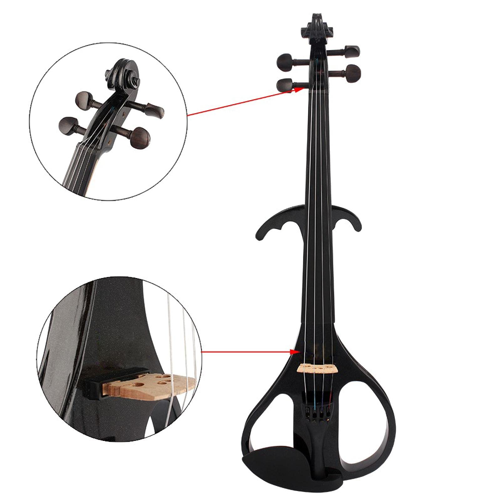 Violino elettronico E Violino elettrico 4/4 Tastiera in legno d'acero Tastiera in ebano Strumenti musicali con arco in legno di Brasile con custodia