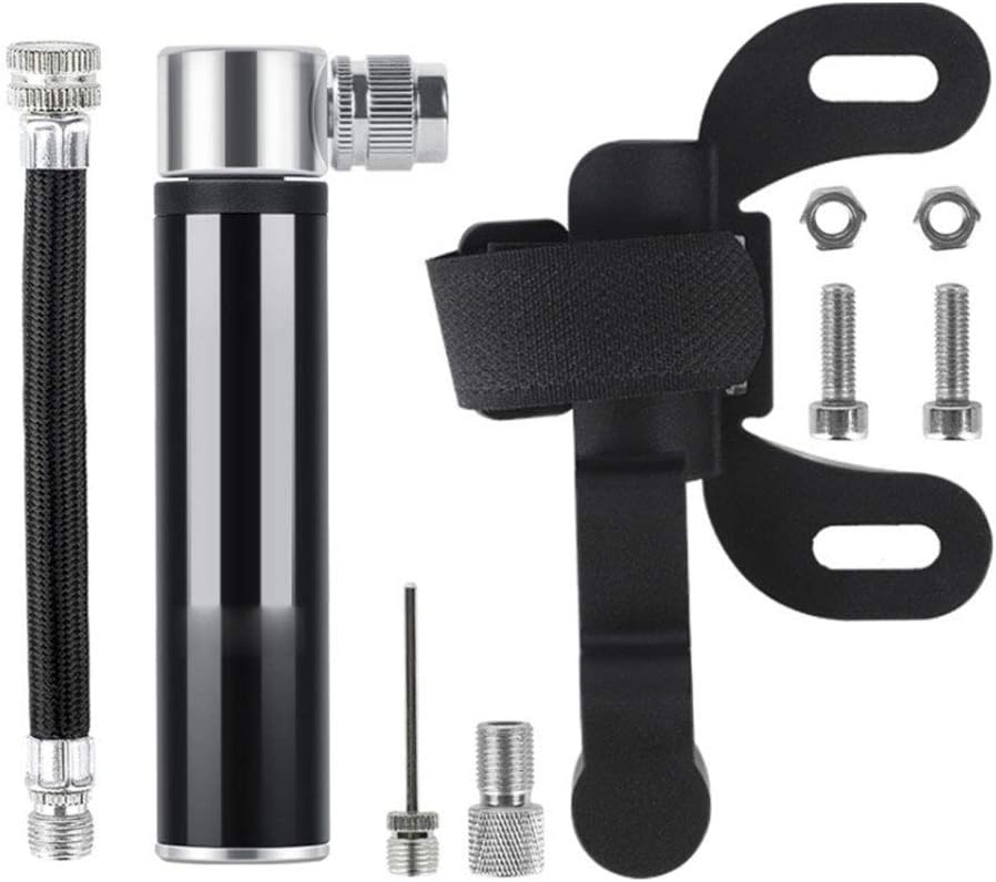 TopHomer Mini Bike Pump 120 PSI Portable Mini Pump with Hose, Ball Needle, Screws, Clip, Gas Pin Compatible with Presto & Schrader Valves