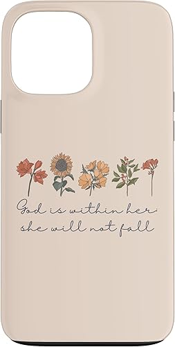 Miniatura 1 de iPhone 13 Pro Max God Is Within Her She Will Not Fall Salmos 465 Funda Boho Flores