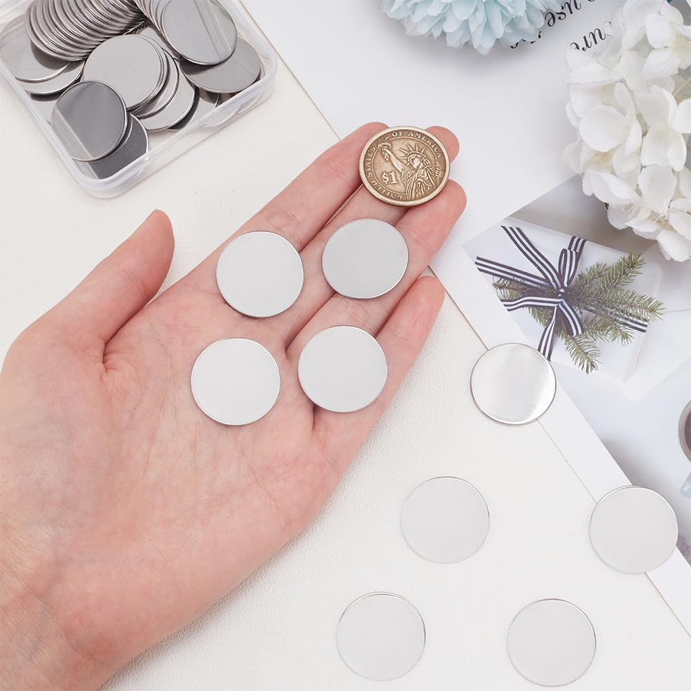 PandaHall 150 stuks 304 roestvrij staal platte ronde blank stempel tag hanger bedels diameter 8 mm voor het maken van sieraden
