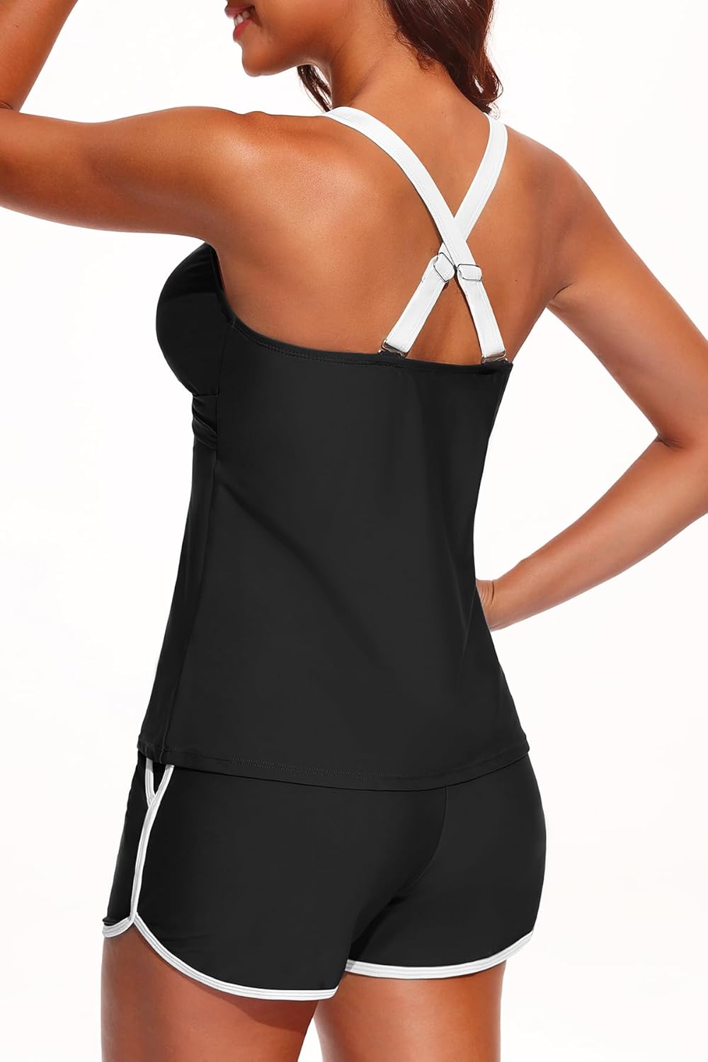 Womens Tankini with Shorts - Two Piece Tummy Control Swimsuit Athletic Bathing Suit with Pockets 2025 Swimwear - Image 2