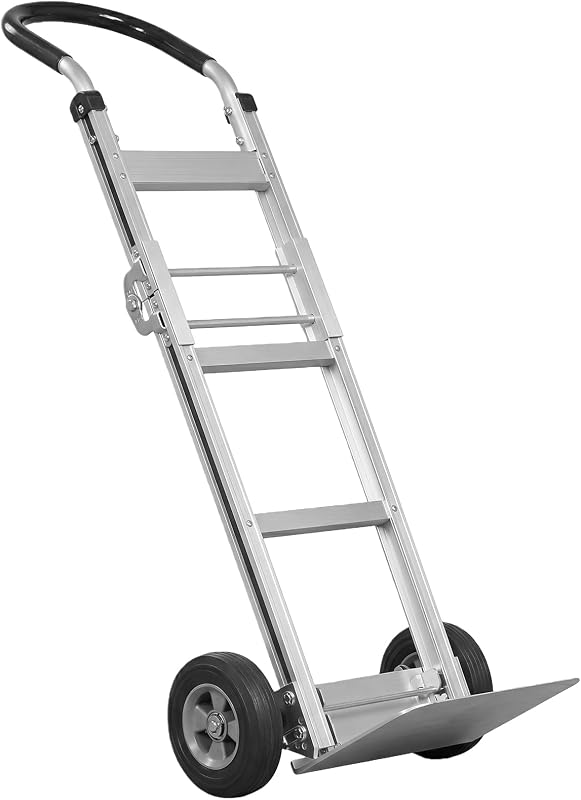 Carretilla de mano plegable de alta resistencia Goplus, carrito de aluminio de 600 libras | Mango ergonómico y 2 ruedas de goma, plataforma rodante plegable para electrodomésticos para almacén, mudanzas y compras