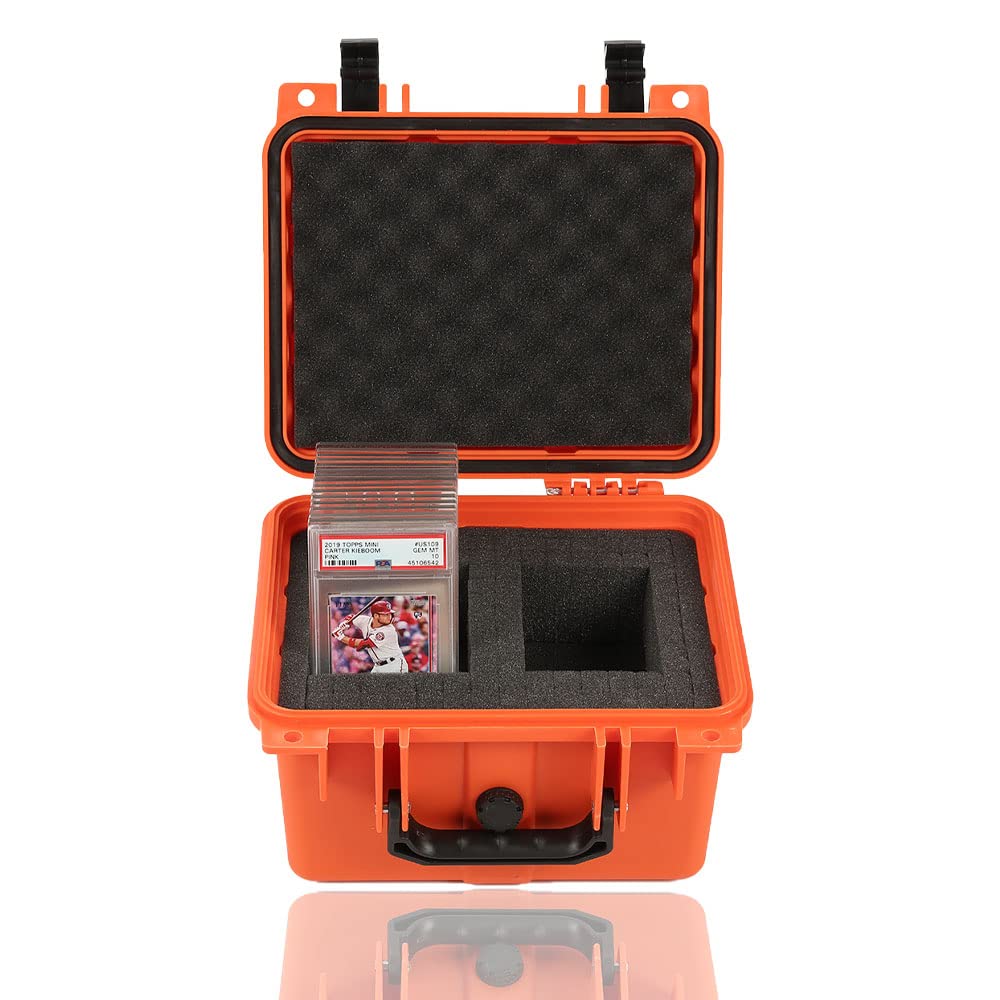 G-PLUS Graded Card Storage Box Compatible with BGS PSA SGC FGS Weatherproof Graded Sports Trading Cards(Small, Orange)
