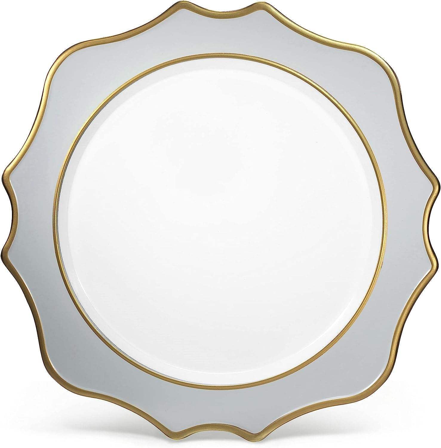 LEE Scalloped Charger Plates 5 Pack, 13.25 Inch Pink & Gold Plastic Chargers