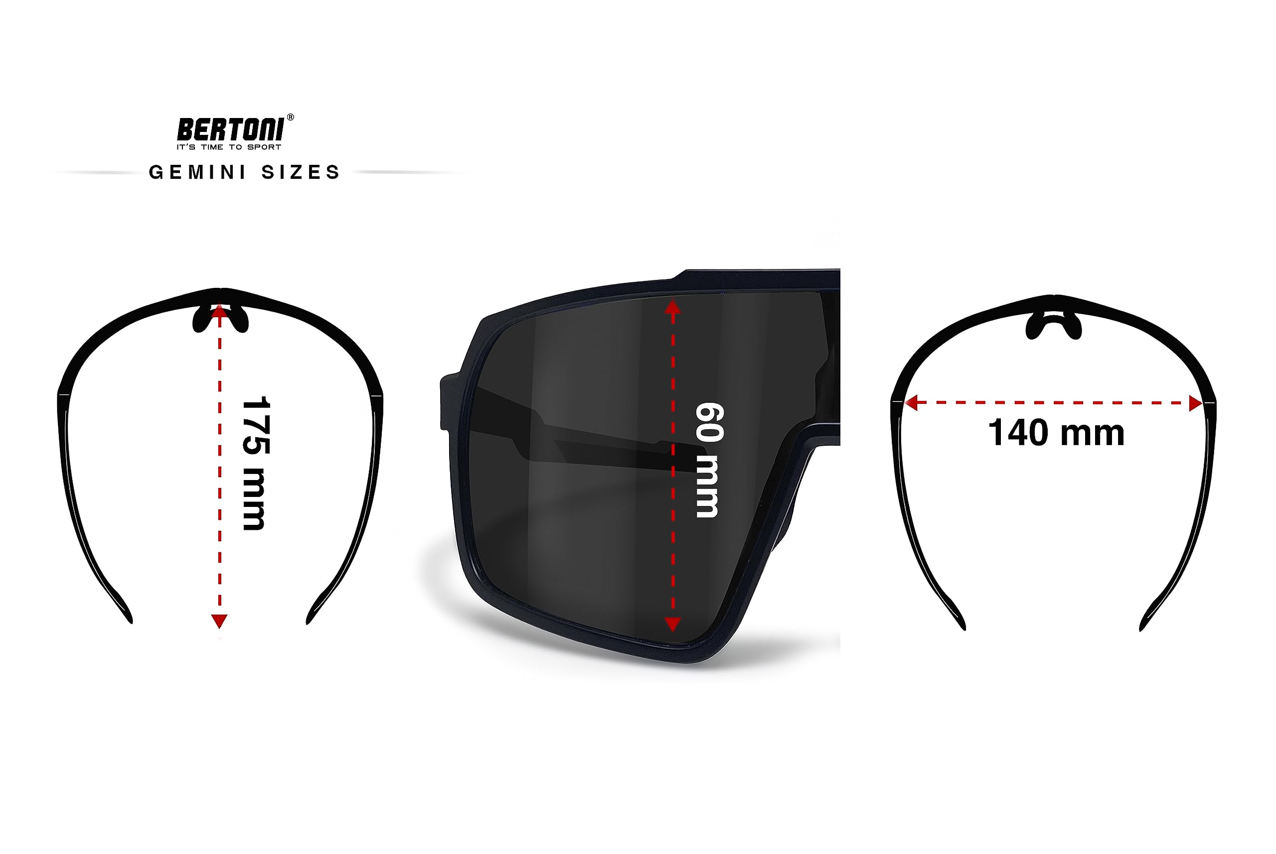BERTONI Sport Rowerowe MTB Running Okulary przeciwsłoneczne dla mężczyzn Kobiety w TR90 100% UV Block mod. GEMINI