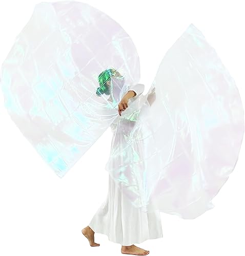 Miniatura 9 de Wuchieal Juego de 2 banderas de alabanza de 55 pulgadas con varillas flexibles, semicírculo, alabanza, alas de ángel, para danza, iglesia