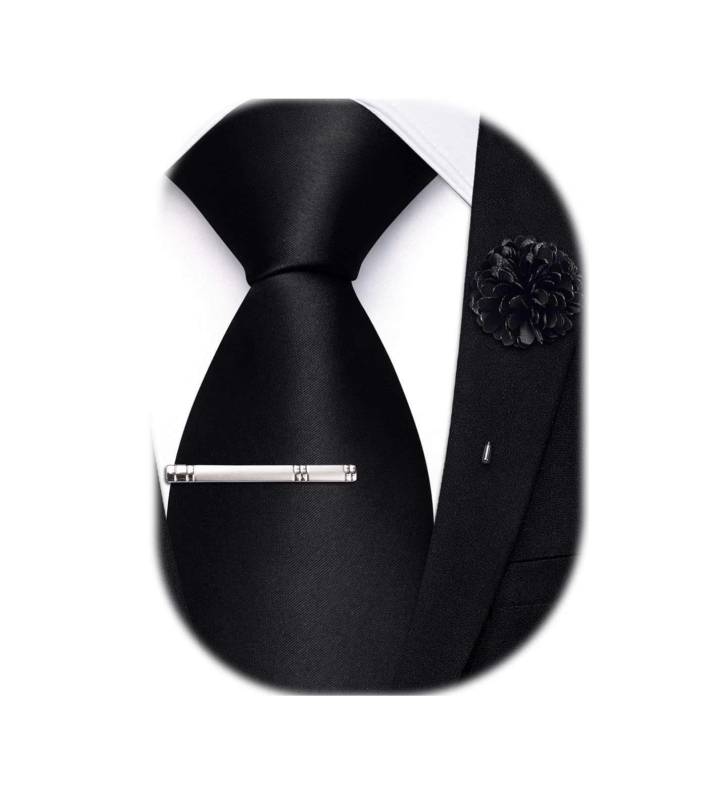 Hi-Tie Pretied Boys Ties Solid Color Kids Adjustable Necktie Lapel Pin Clip Set Age 8-12 Wedding School Graduation