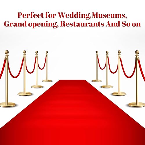 Miniatura 5 de Fumete 6 cuerdas de terciopelo a granel de 6.5 pies, barreras de control de multitudes, cuerda de terciopelo de seguridad con ganchos dorados