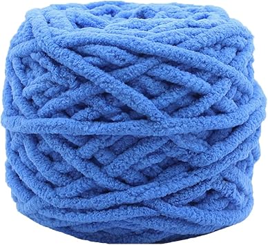 Blue Super Chunky Yarn,Arm Knit,500g/1.1lb DIY Chenille Yarn,Bulky Roving Yarn for Finger Knitting Crocheting Felting Making Rugs Blanket Hat Shose and Scarf