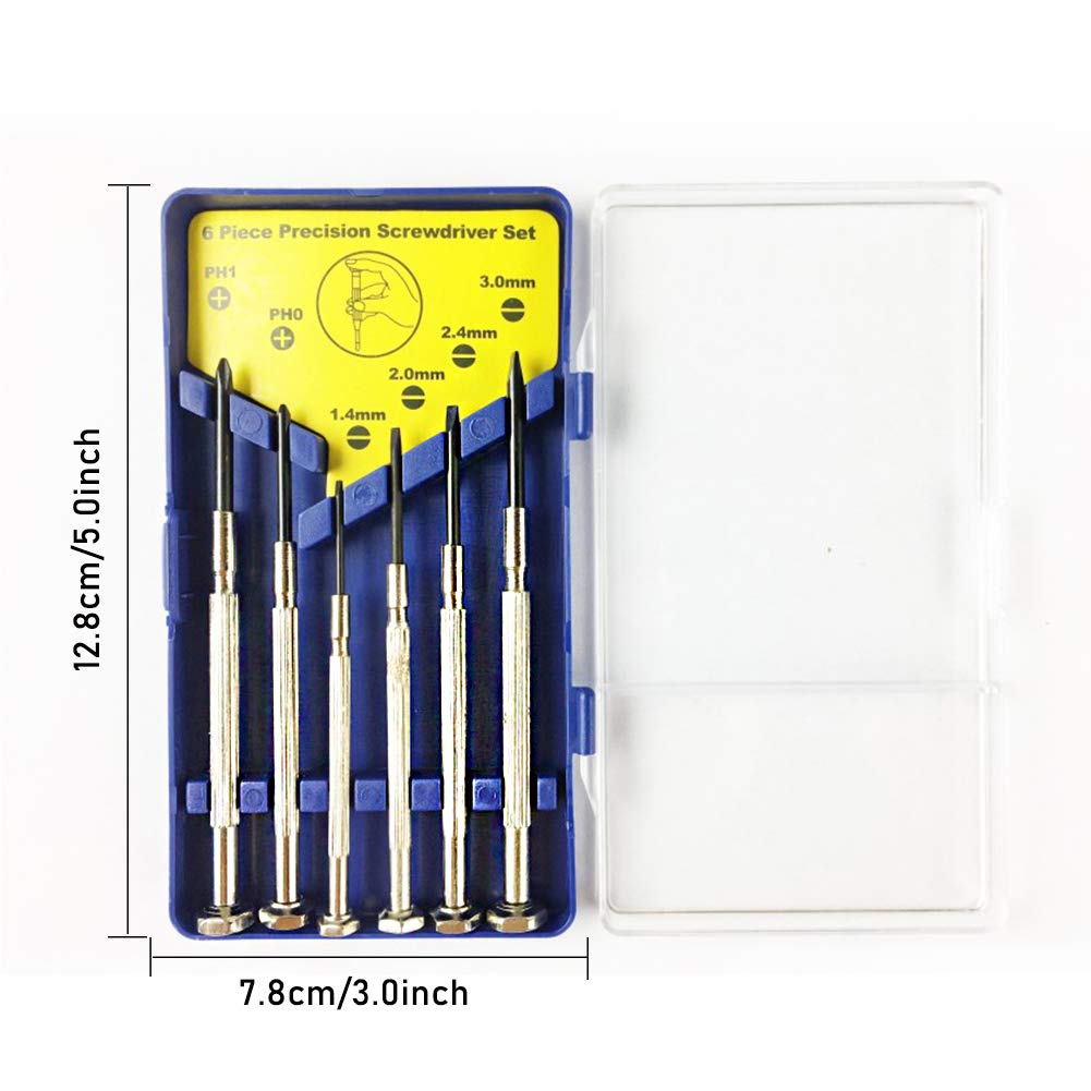 Kit Mini Tournevis De Précision 6 Pièces BQRKOTM - Pour Réparer Lunettes, Montres, Ordinateurs, PH0 PH1 Plat 1.4 à 3.0 Mm