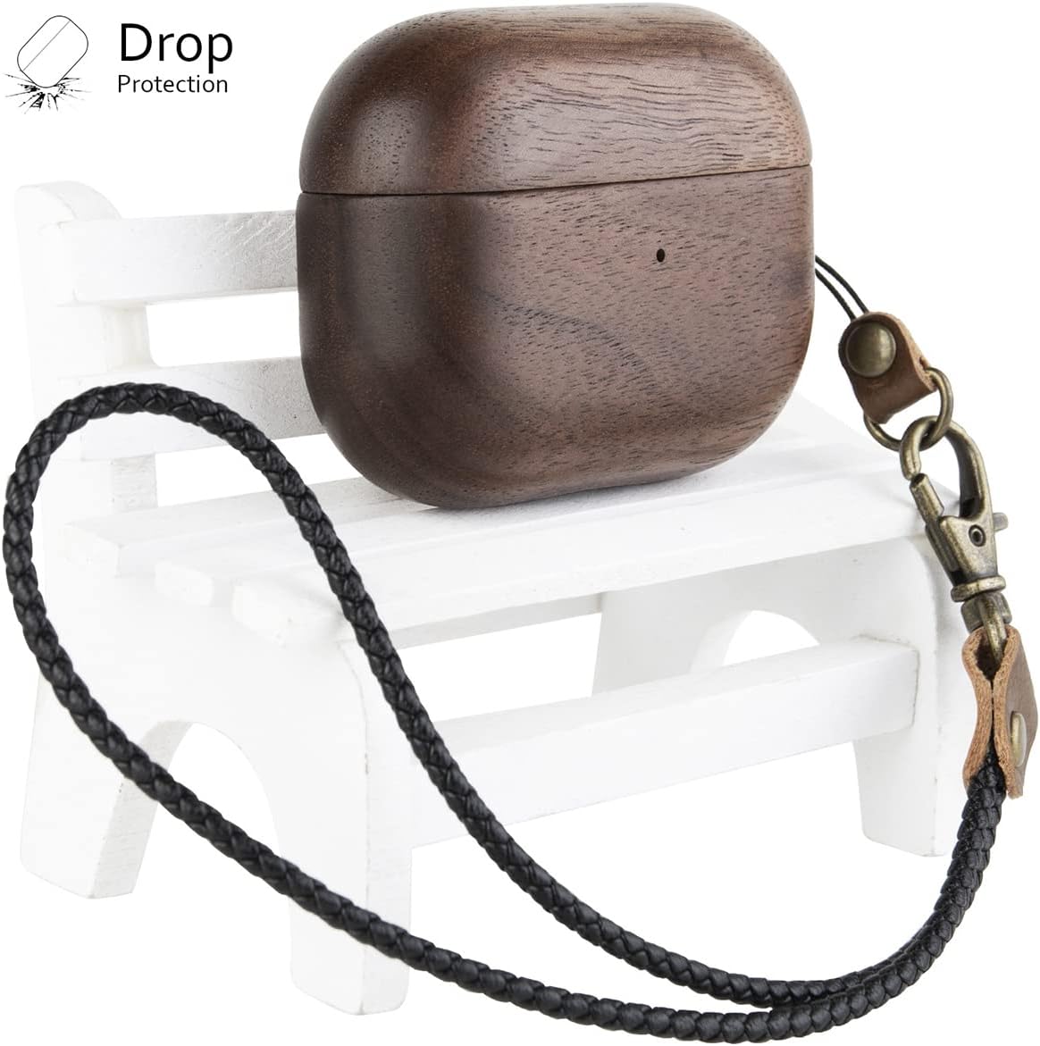 Wooden Protective Case Cover for AirPods 3(2021) Earphone, Portable Premium Wood Full-Body Hard Shell with Lanyard Compatible with AirPods 3rd Generation, Supports Wireless Charging Oak