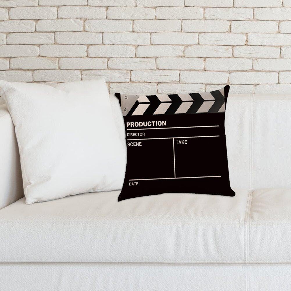 Copri Cuscino Tiro 1pc 45x45 Cm Black Bianco Vecchio Film Film Azione Clapper Board Cuscine