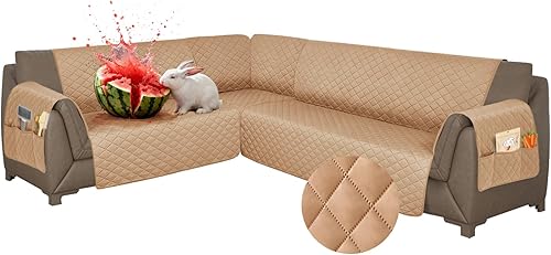 Vista 38 de Fundas para sofá seccional, impermeables, 6 piezas, fundas de sofá en forma de L, lavables, antideslizantes, fundas para sofá seccional, suaves