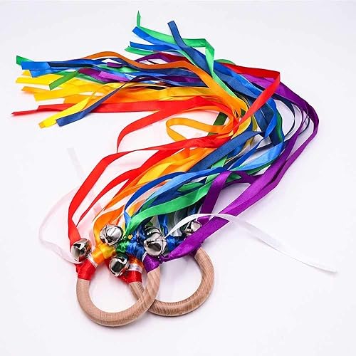 Miniatura 5 de TANOFAR Juguete Montessori  Cometa de mano  Juguete sensorial para bebé  Juguete sensorial de cinta  Juguete Waldorf  Juguetes de madera para bebés