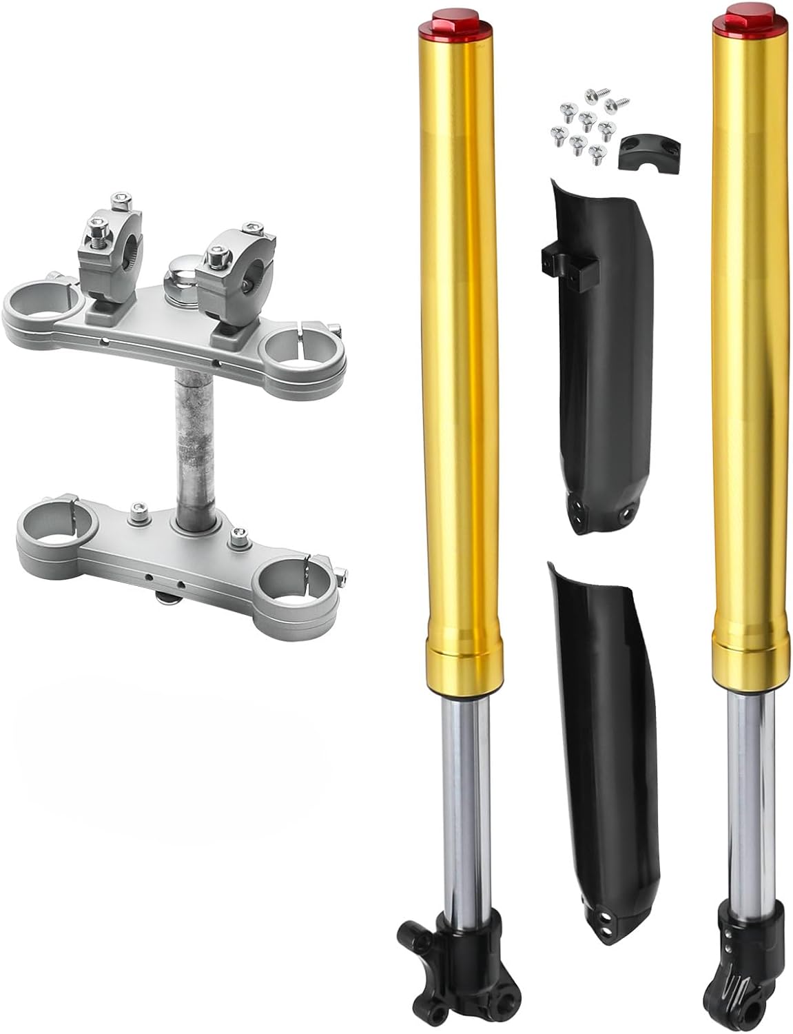 580mm Front Fork Suspension 39/42mm Upside Down Inverted Dirt Pit Bike Forks with Triple Tree Clamp Fits 50cc-125cc CRF50 XR50 SDG SSR Apollo TaoTao Coolster Razor Roketa