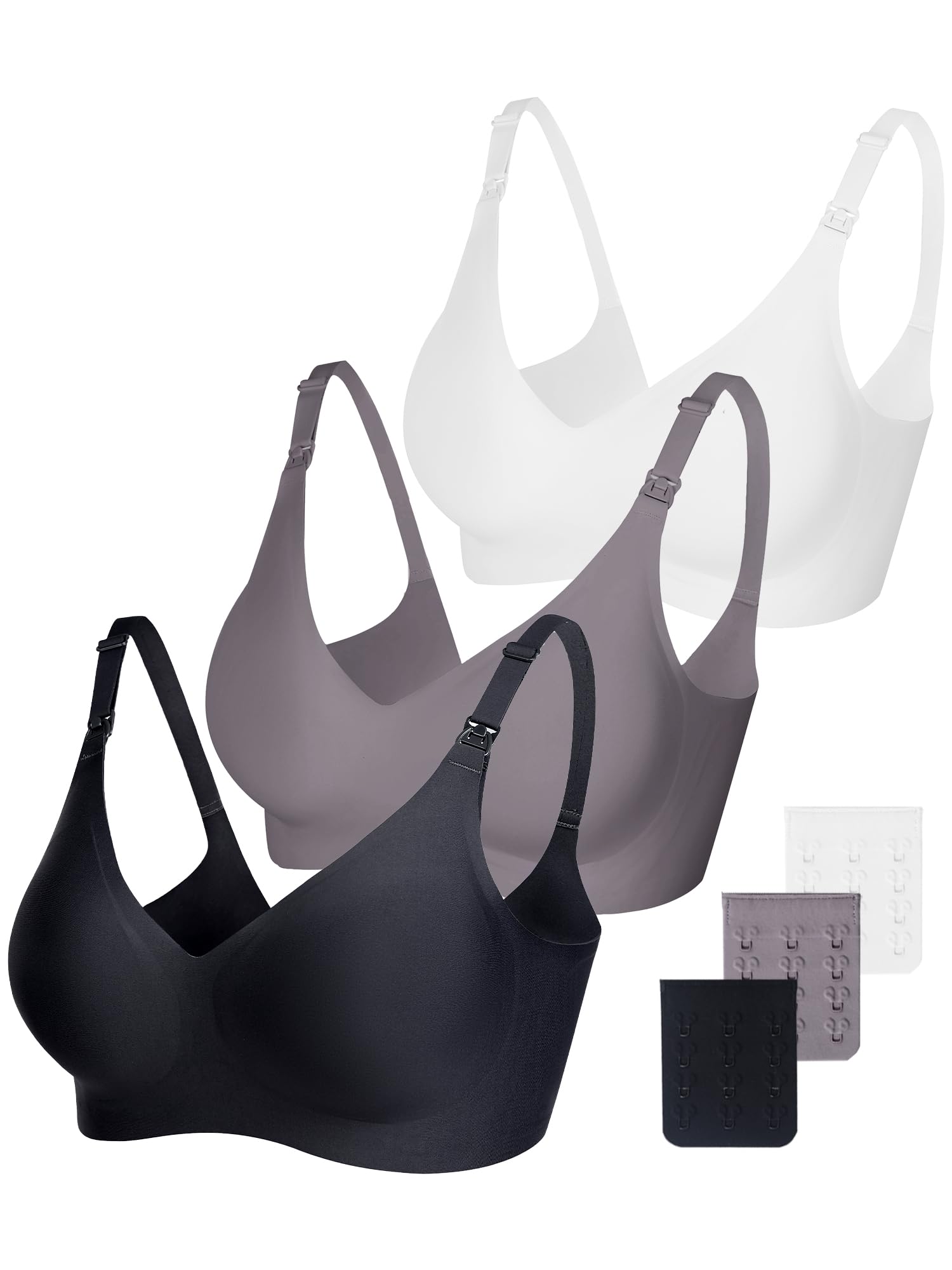 Vinfact Smooth Nursing Bras for Breastfeeding Seamless Maternity Bras for Pregnancy Wireless Bralette with Extra Bra Extender