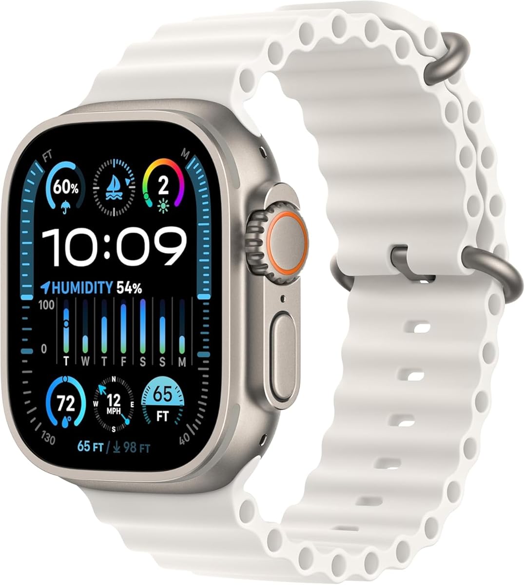 Apple Watch Ultra 2 [GPS + Cellular, 49mm] - Titanium Case With White Ocean Band, One Size (Renewed Premium) : Electronics