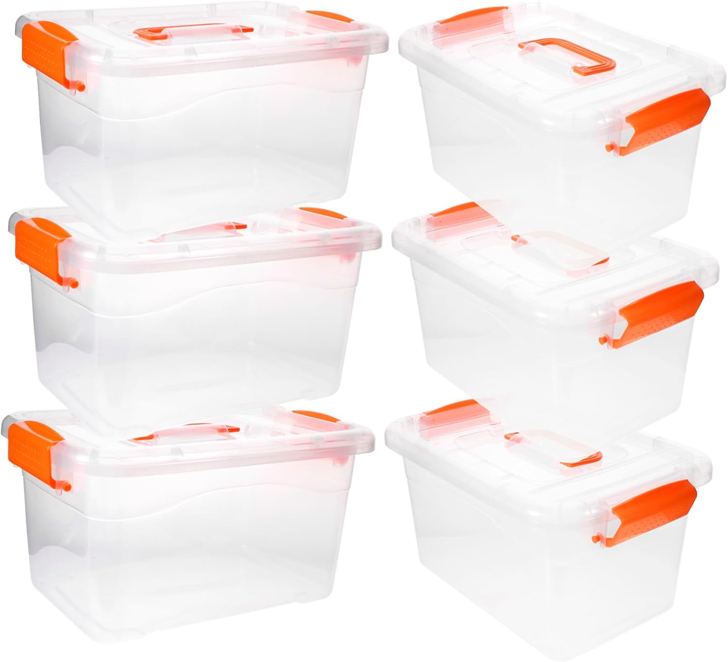 6pcs Transparent Storage Bin Set Portable Storage Boxes with Lids for Home Organization Daily Use Convenient Clear Containers with Handle