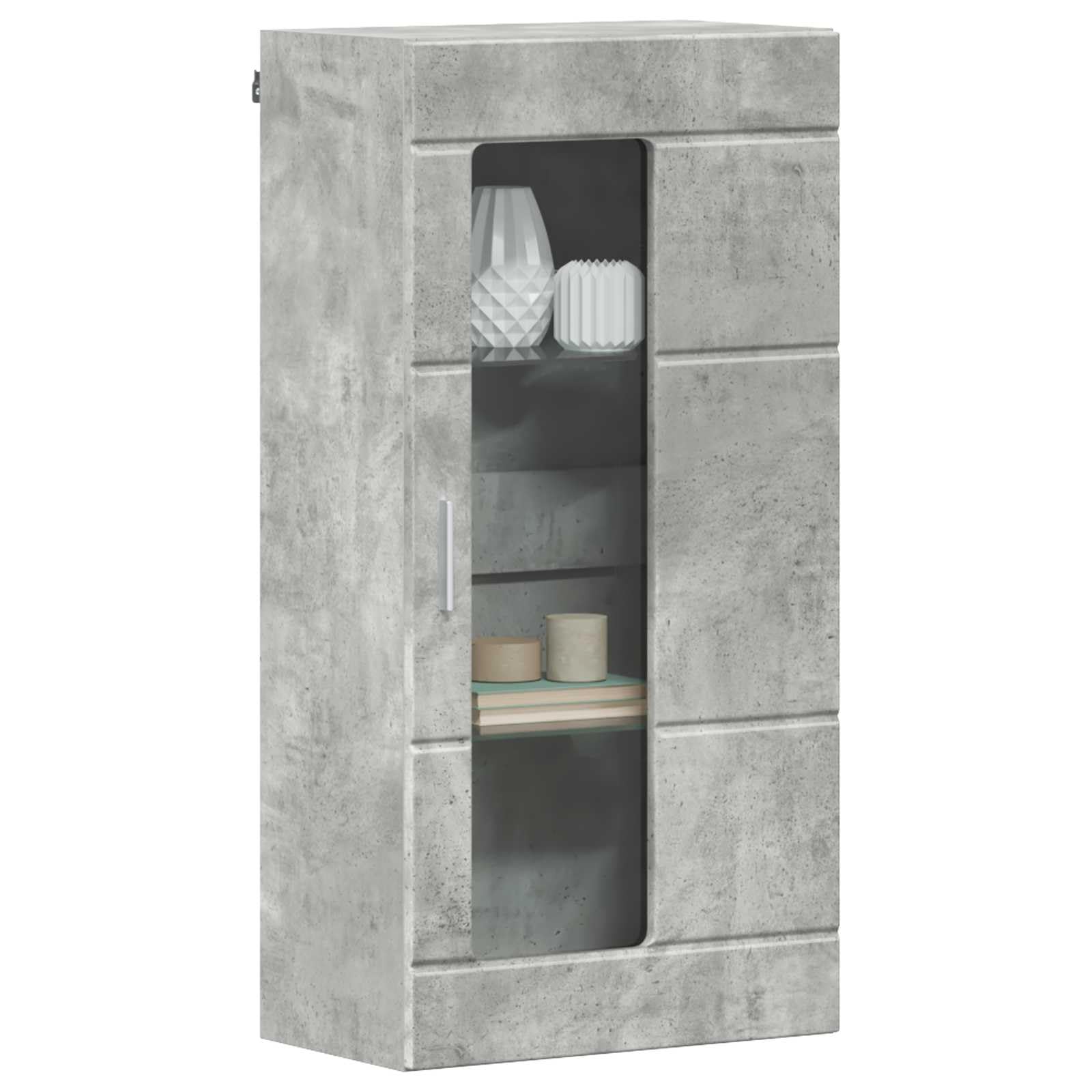 Armadio in legno grigio cemento con 1 anta e 2 ripiani, opaco, 47 x 27 cm, moderno spazio per soggiorno, ufficio, interni, versatile