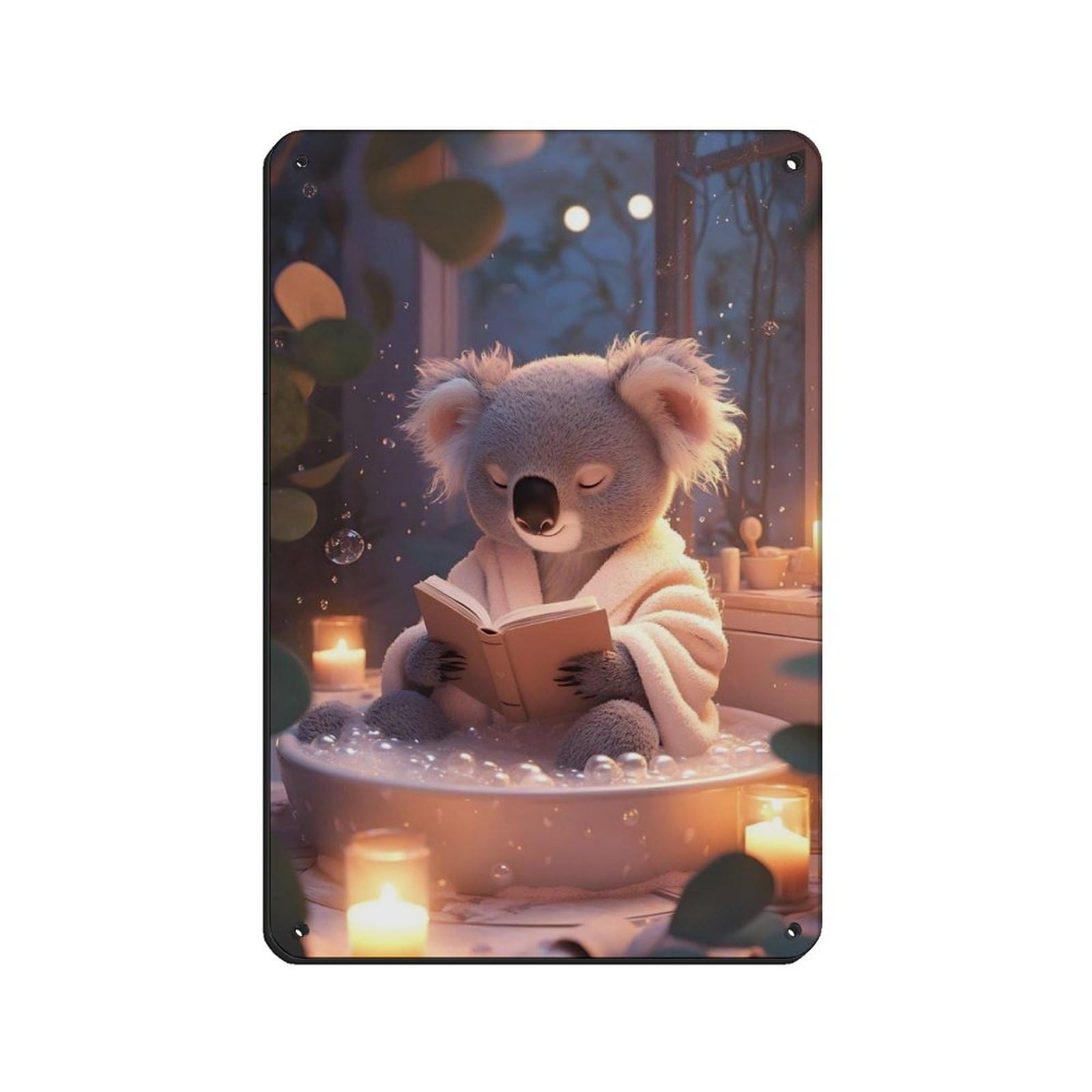 Cute Koala, Relaxing Koala Tin Sign Vintage Metal Pub Club Cafe Bar Home Wall Art Decoration Poster Retro 8x12inch(20x30cm)