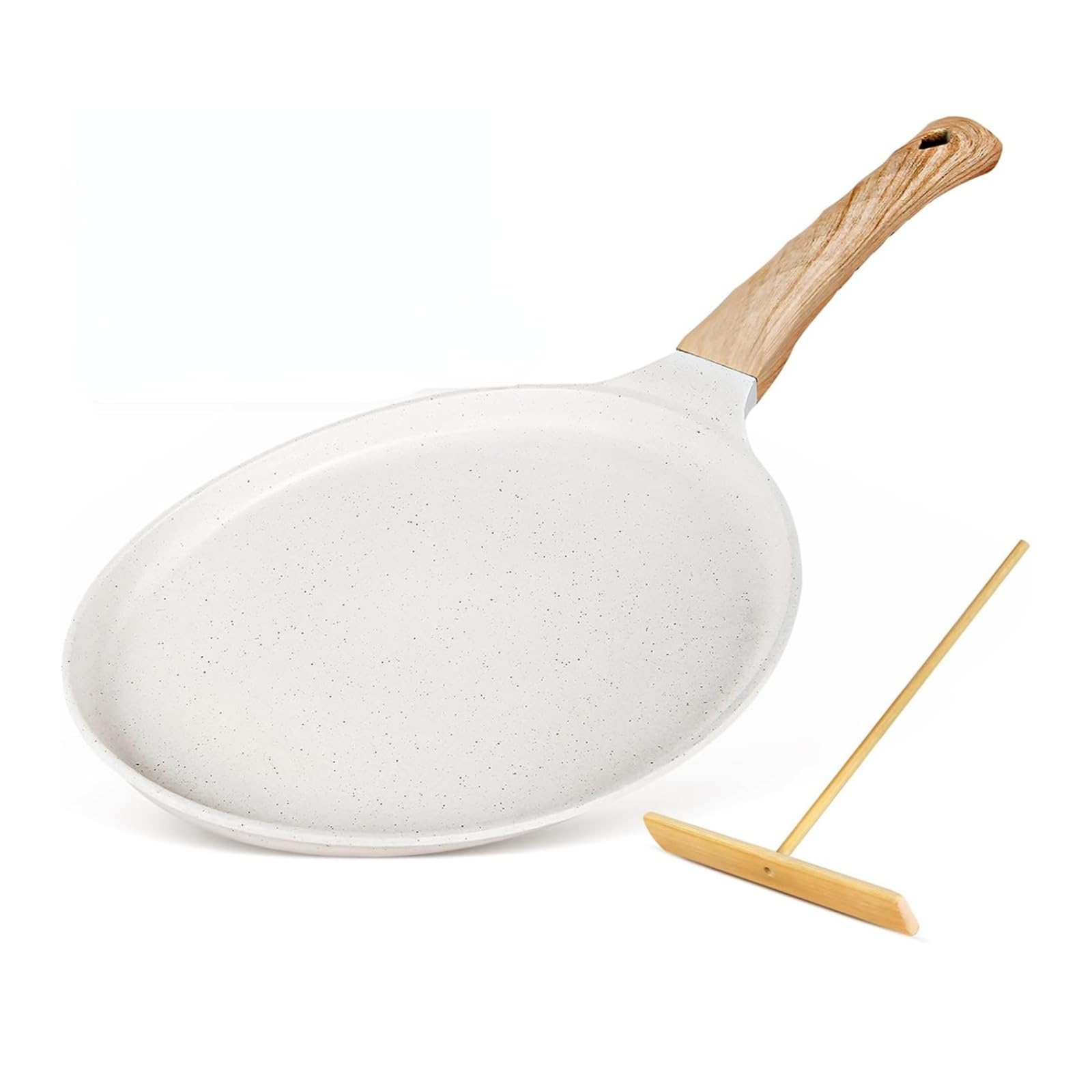 Poêle à crêpes antiadhésive 25,4 cm avec épandeur et revêtement céramique