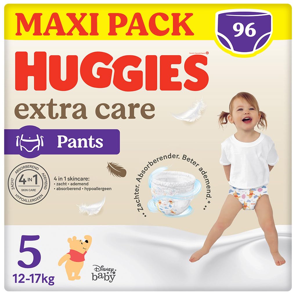 Huggies Extra Care Nappy Panties Size 5 (11-25kg), 4 Packs of 24 Diapers - 4440 Gr