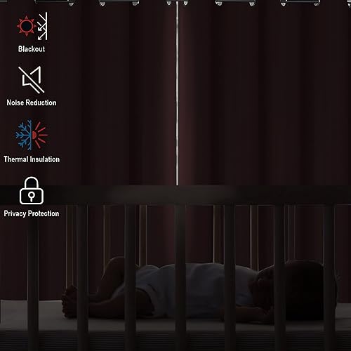 Miniatura 4 de Diraysid Cortinas opacas con ojales rosas para dormitorio, con aislamiento térmico, cortinas de oscurecimiento de habitación, 42 x 84 pulgadas, 2