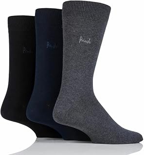 Pringle Men’s Endrick Plain Cotton Trouser Socks 3 Pair Pack, Smart Dress Mid-Calf Length Socks in Sizes 7-11 and 12-14, Black, Blue, Grey, Beige, Multipack of 3 Pairs