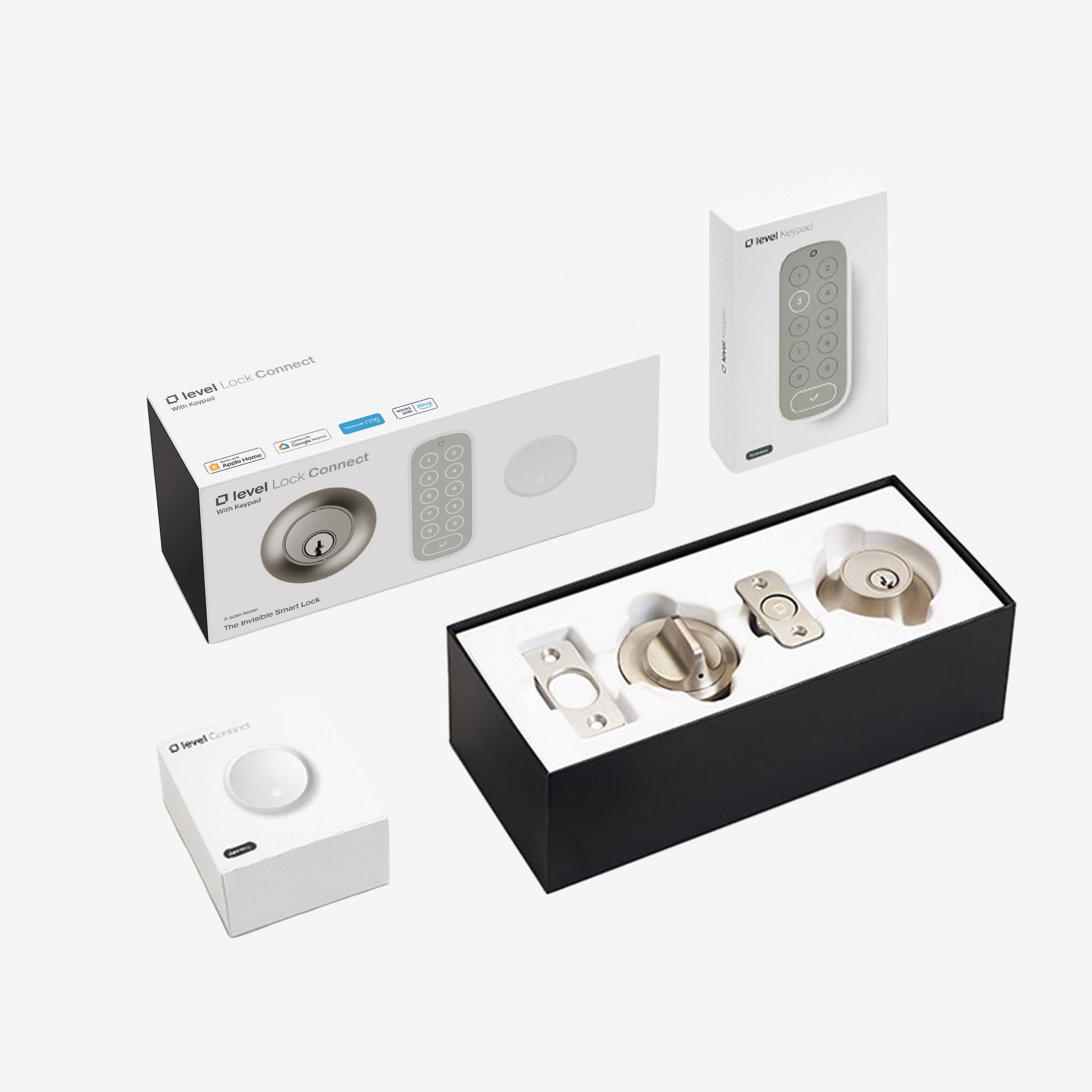 Level Lock Connect (Wi-Fi) Smart Lock with Level Keypad - Previous Model - Satin Nickel Satin Nickel Lock 3-pc Bundle