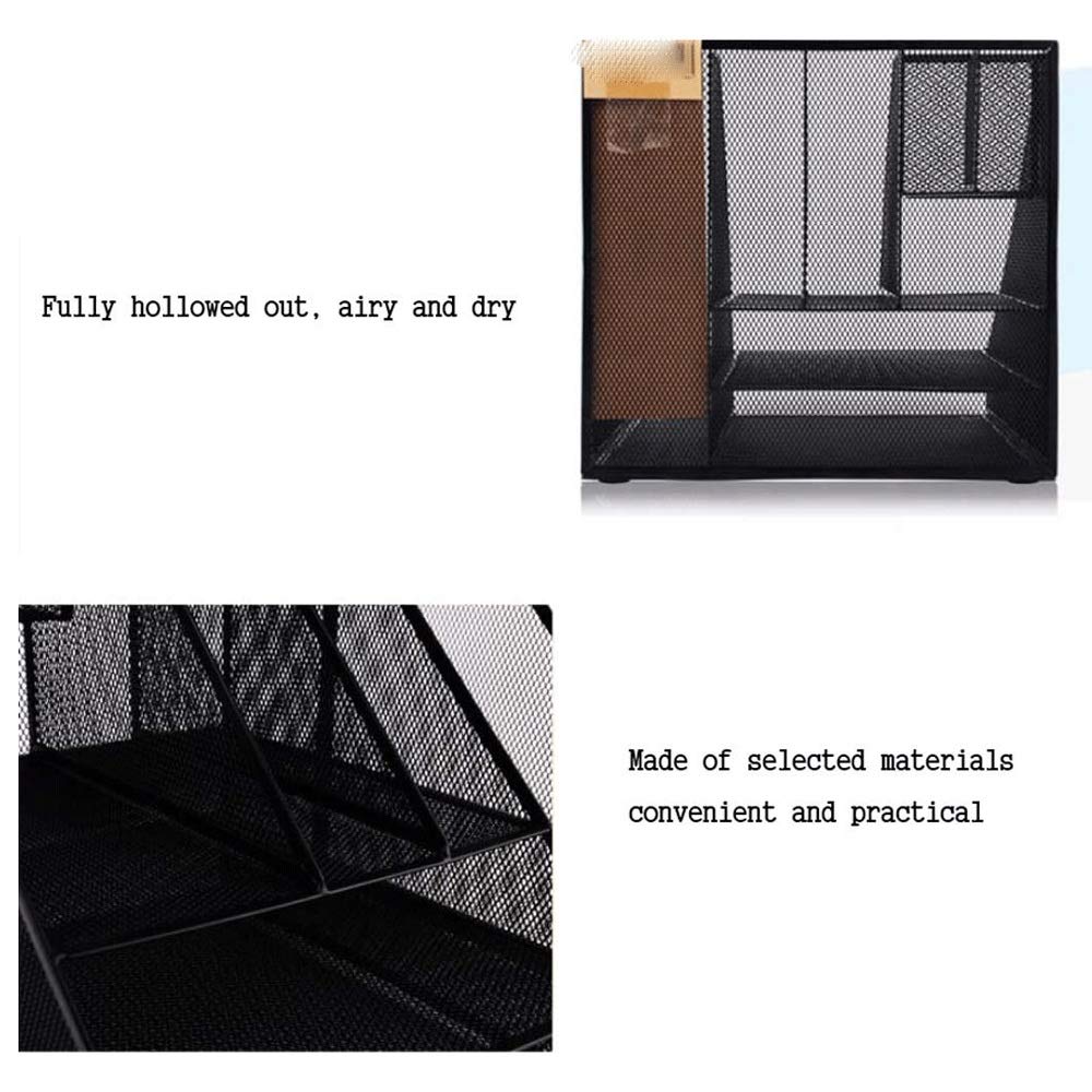 Organizzatore di file, armadietto per file, ecc. File Manager - Nero 3 Tier Mesh File Rack Desktop Storage Organizer Box File Divisori Rack Display