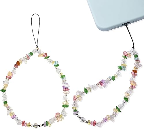 Correa con cuentas para teléfono, correa de cuarzo curativo para teléfono, hecha a mano, piedra natural, versátil, antipérdida, cadena de teléfono