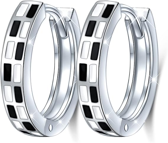 Amazon ピアス メンズ 片耳 両耳 ピアス リング 黒 フープ チェッカーボードフープ ピアス 金属アレルギー対応 14k金 プラチナ ピアス シルバー925 ピアス 男性 アクセサリー ピアス 通販