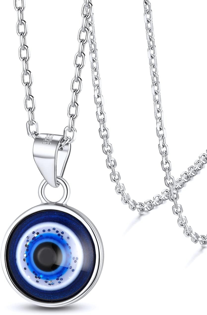 Supcare Evil Eyes Necklace, 925 Sterling Silver Evil Eye Hamsa Hand/Cross/Celtic Knot Pendant Necklaces Protective Jewelry for Women Girls - With Gift PackagingRecycled Claim Standard Blended