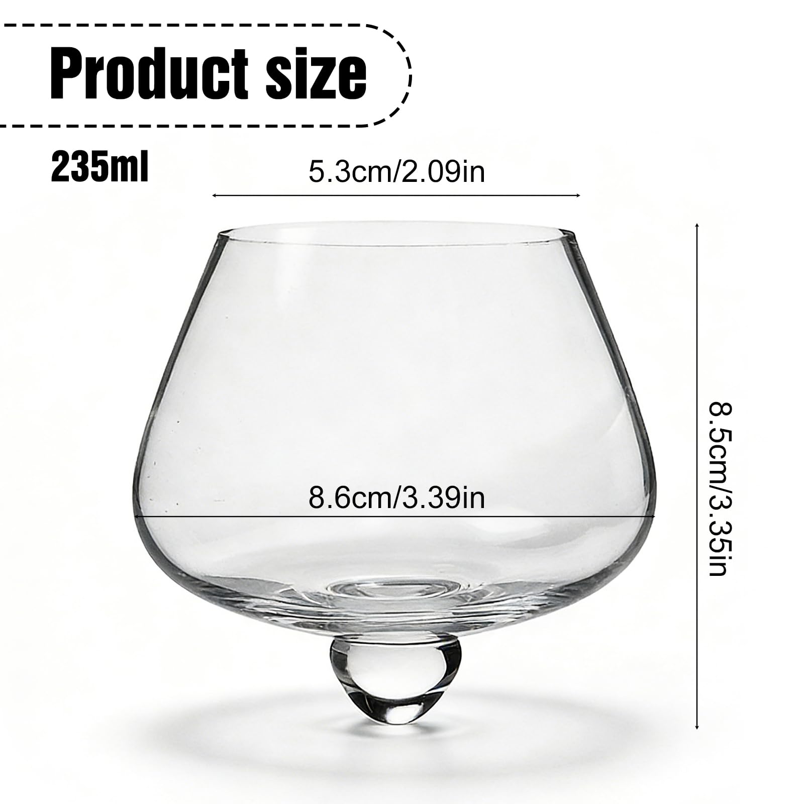 Bicchieri Whisky Rum: Set Da 2 Pezzi 235 Ml Cognac Vino Cristallo Rotanti Senza Stelo, Degustazione Vetro Inclinati Liquore, Bicchieri Da Rum Trasparenti per Bourbon, Scotch, Cognac E Cocktail