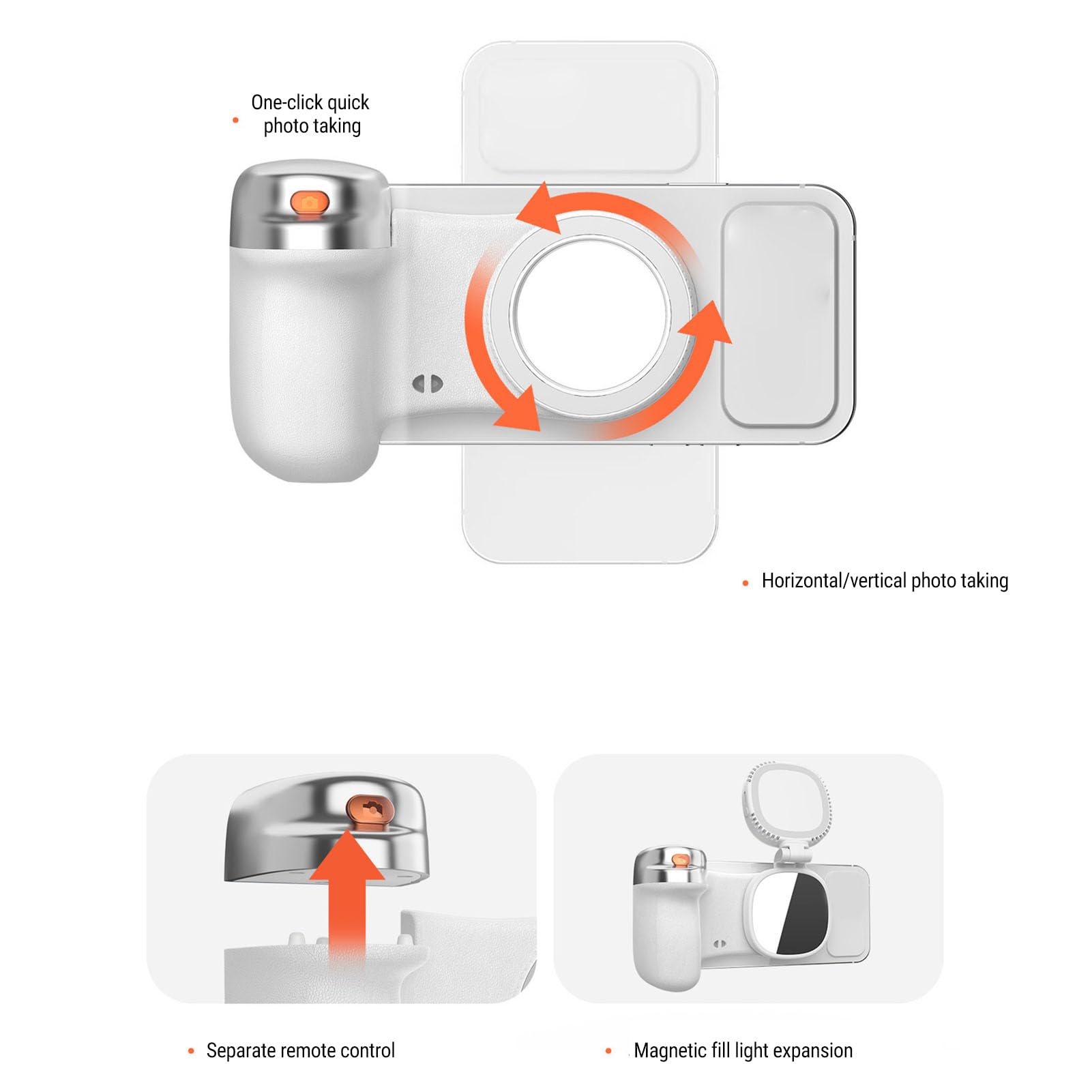 Generic **Impugnatura Magnetica per smartphone** Comoda Luce di Riempimento Remota Rimovibile per Videochiamate Fotografiche Compatibile con ABS