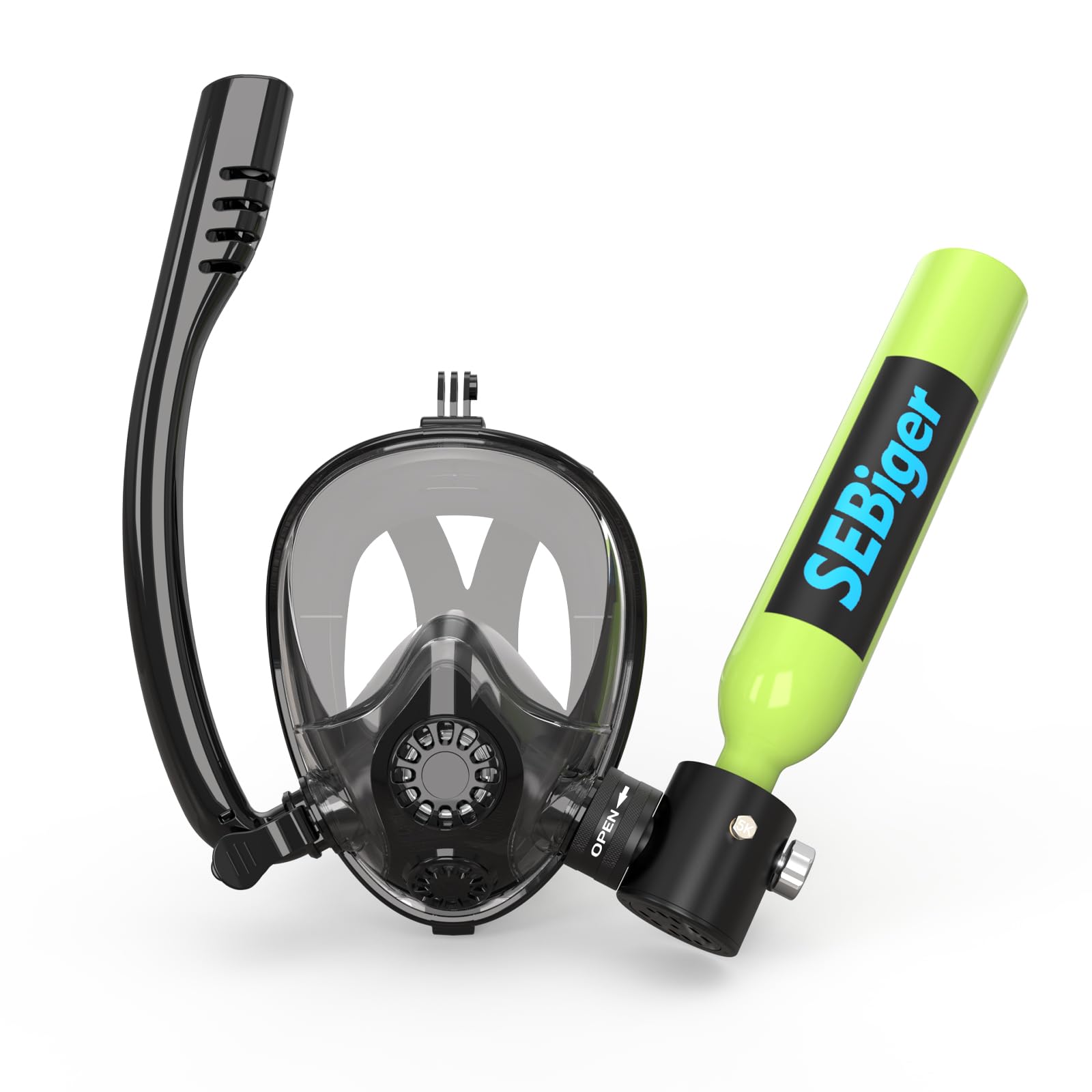A-GN Mini tanque de buceo con submáscara de 0,5 l que ofrece aproximadamente 6 minutos de respiración bajo el agua en profundidad de buceo de 9 m, pequeño tanque de buceo para buceo