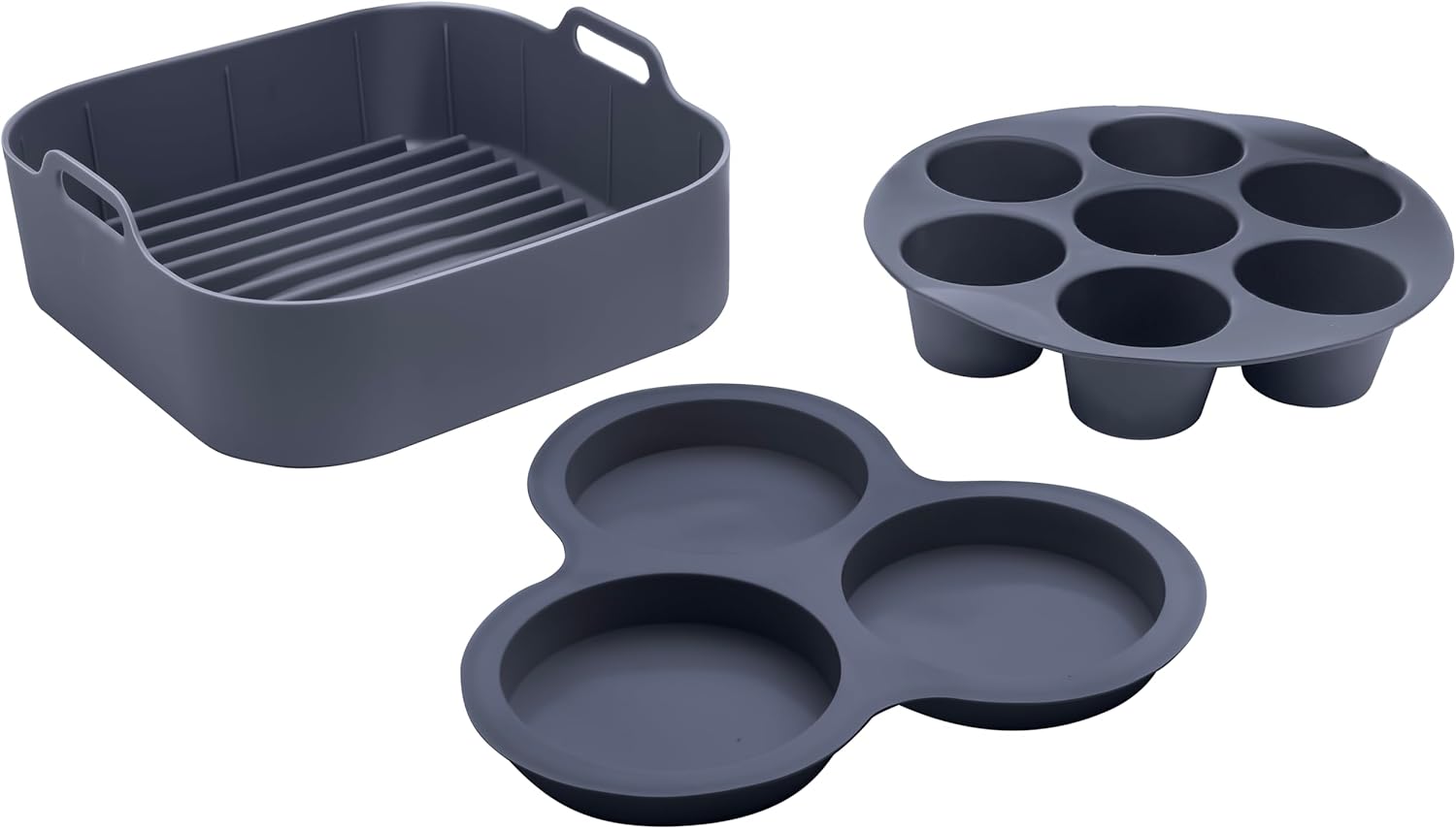 Gourmia Air Fryer Accessories Set – 3 Piece Silicone, Liner, Egg Bite Cooker, 7-Hole Cupcake Mold, BPA-Free, Nonstick, Heat Resistant 445°F, Dishwasher Safe, Food Grade Gourmia Air Fryer Accessories Set – 3 Piece Silicone, Liner, Egg Bite Cooker, 7-Hole Cupcake Mold, BPA-Free, Nonstick, Heat Resistant 445°F, Dishwasher Safe, Food Grade