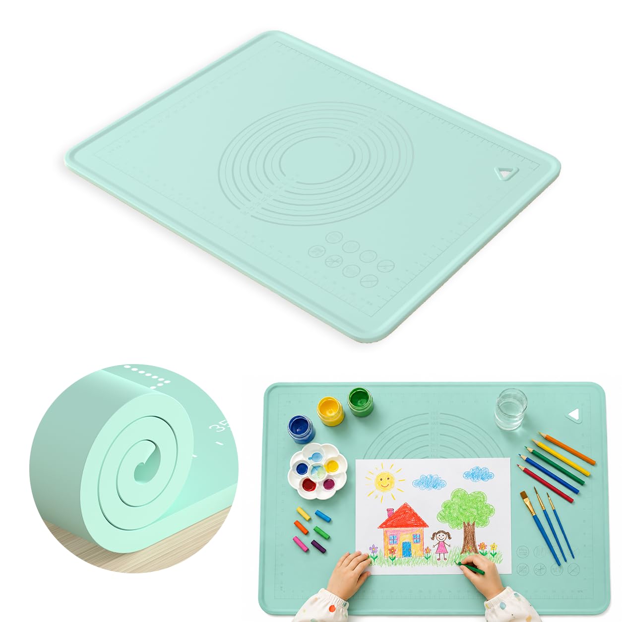 Alfombrilla de silicona para hornear, 20 x 28 pulgadas, alfombrilla de silicona antiadherente extragrande con borde alto, alfombrilla de silicona de grado alimenticio para hacer galletas, macarrones