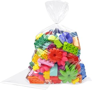 12x18 Inches Clear Plastic Bags for Packaging, 50 Pieces Flat Open Clear Poly Bags for Proofing Bread, Dough and Storage (Ribbon NOT Included)