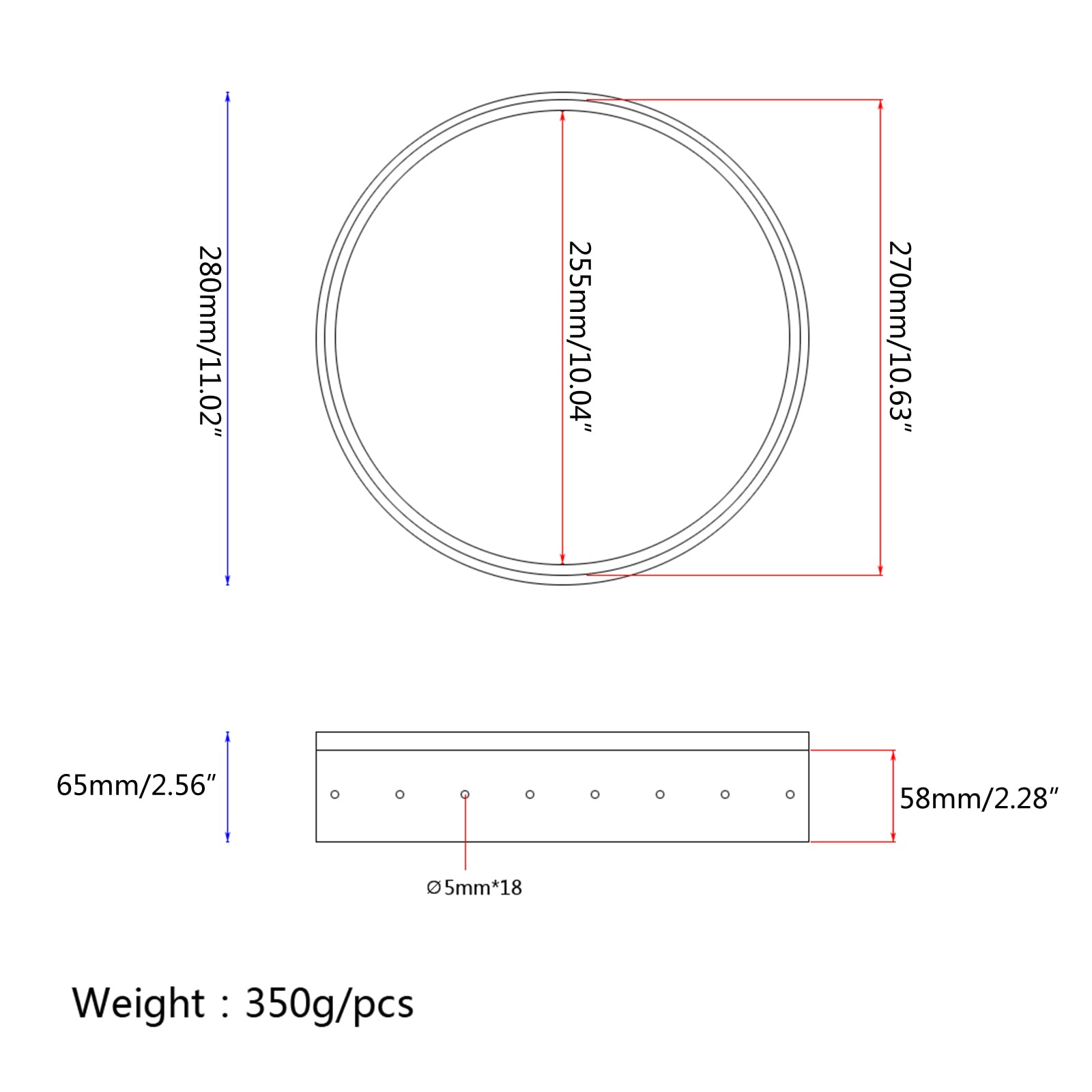 Banjo Rim Musikinstrument Zubehör 11 Zoll Banjo Rim Parts Maple Wood-Banjo Rim