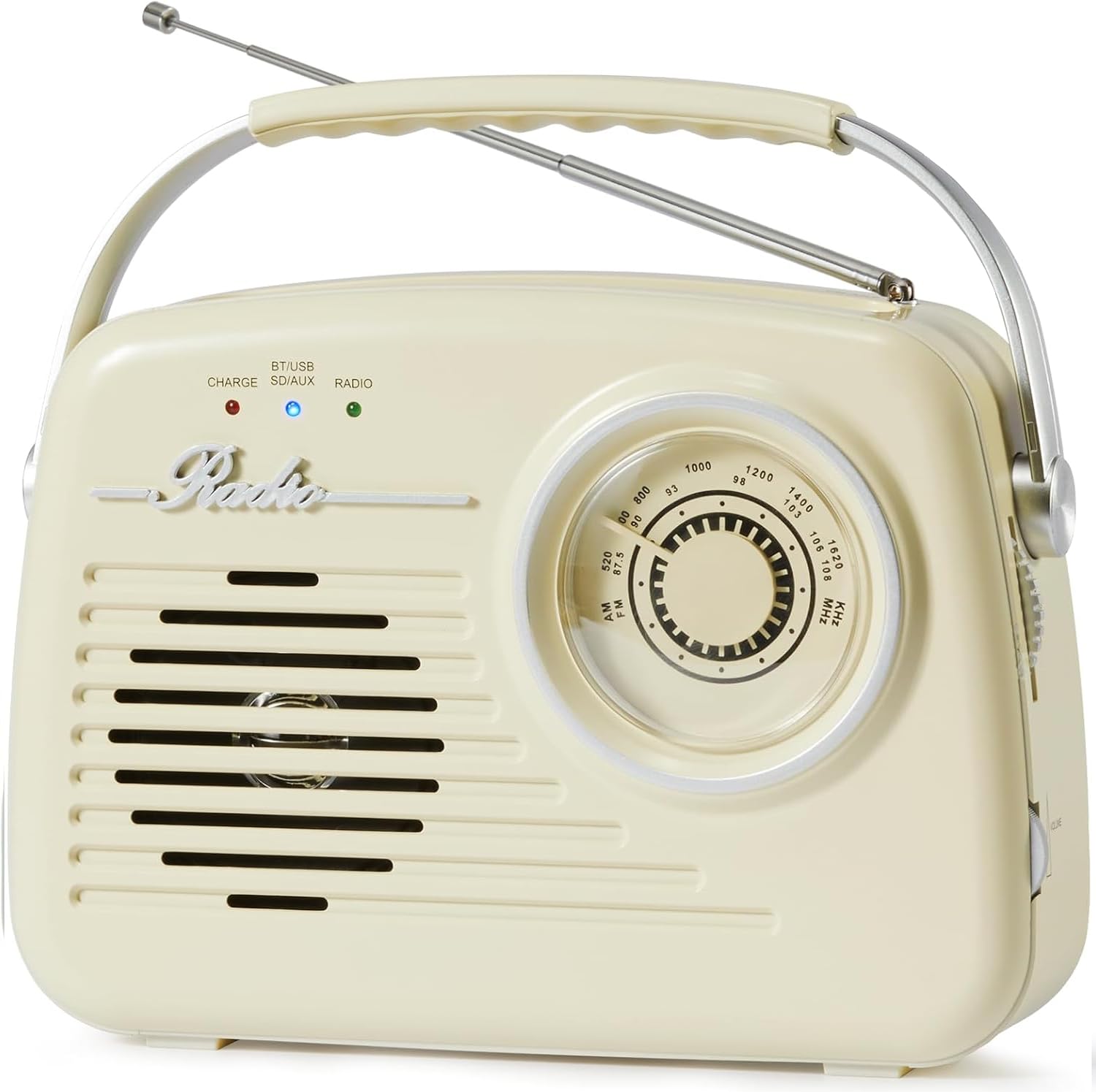 Portable AM FM Radios Battery Powered & Plug in Wall for Home/Outdoor/Kitchen Classic Retro Radio with Bluetooth, Large Dial, Easy to Use (Beige)-image-36