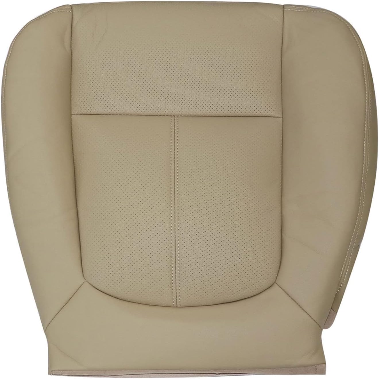 Priprilod Perforated Tan Microfiber Leather Driver and Passenger Bottom and Top Lean Back Replacement Seat Cover Compatible with Ford F250 F350 F450 F550 Lariat 2011 2012 2013 2014 2015 2016