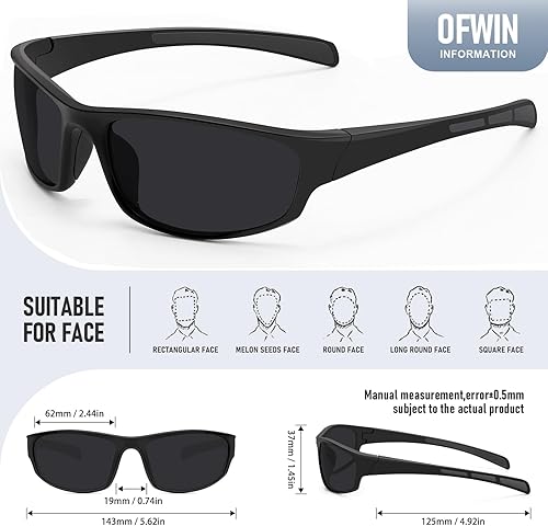 Miniatura 3 de Gafas de sol polarizadas deportivas para hombres y mujeres, gafas de sol envolventes para pesca, ciclismo, conducción, correr, protección UV