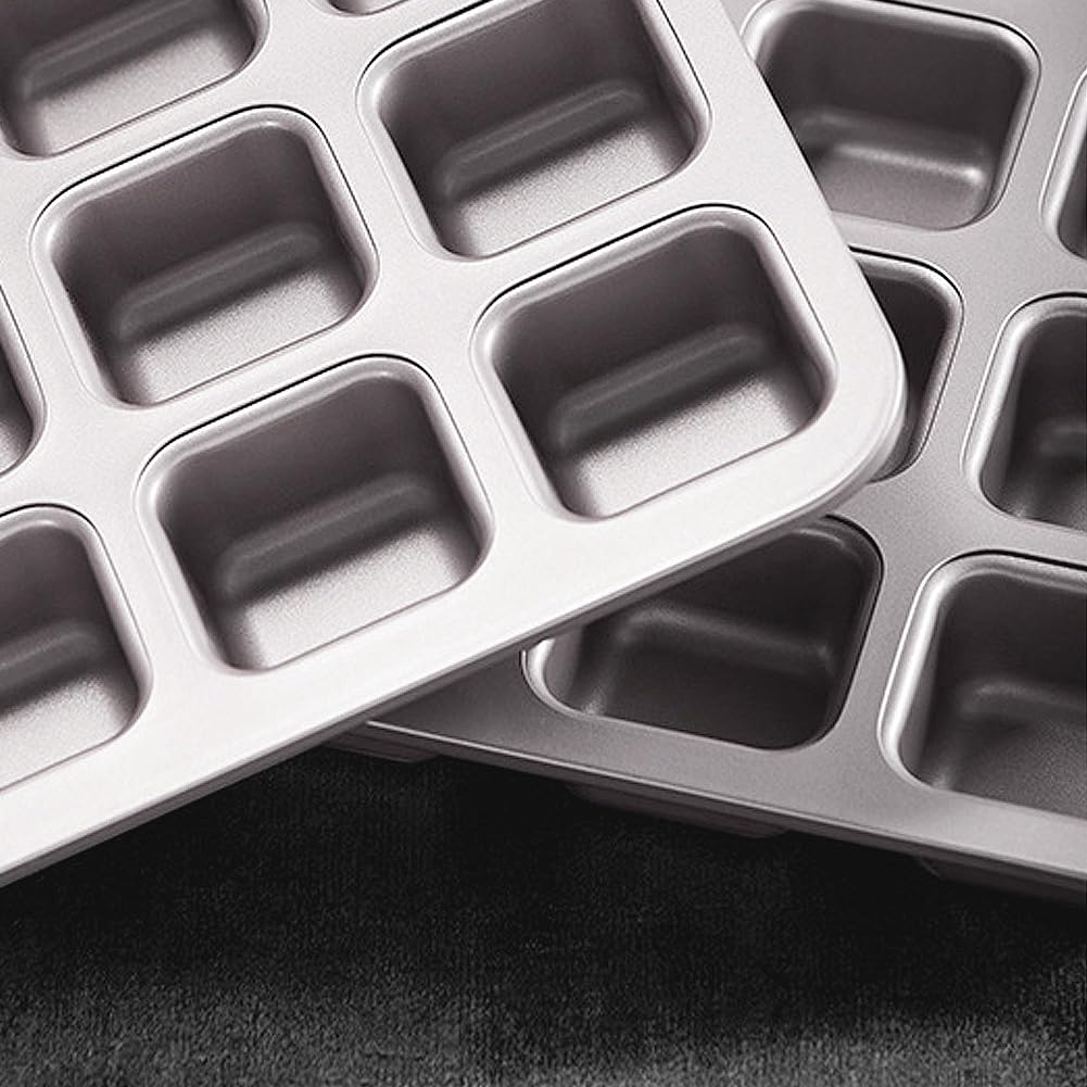 CANDeal Mini Moule à Pain Antiadhésif à 12 Cavités, Moule à Pain En Acier Au Carbone, Moules Antiadhésifs Pour Mini Muffins, Moule à Pain De Viande Brownie