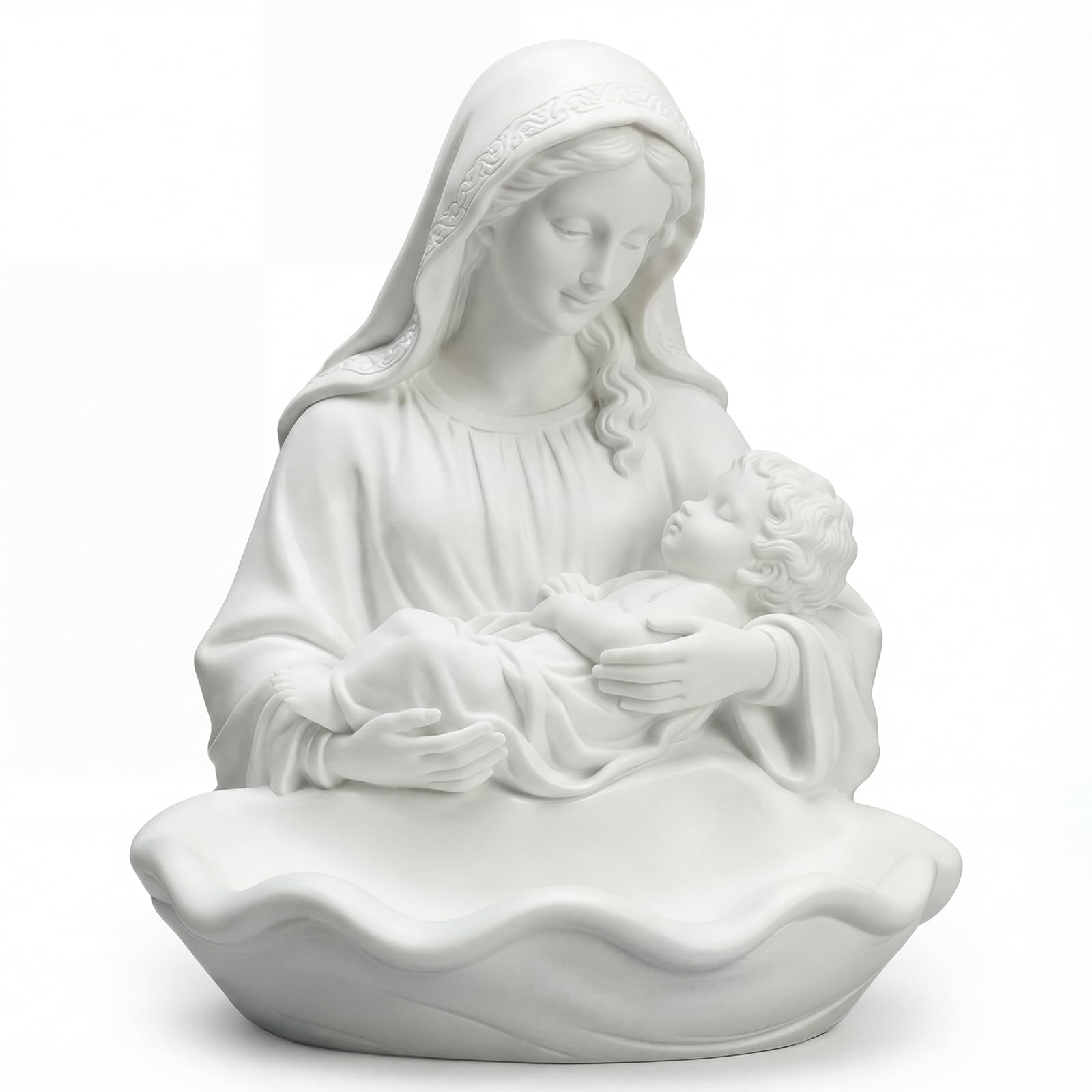 Photo 1 of Lineshading Our Lady of Grace Statue Virgin Mary Keepsake Rosary Holder, 5" Blessed Mother Statues, Resin Relic, Catholic Gifts for Women Religious Home Decor (Virgin and Child,White)