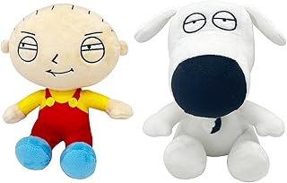 Family-Guy Series Plushies, Hot Drama Cartoon Role Stewie Gri.ffin & Puppy Brian Plush Doll, Soft Anime Character Throw Pillow Toy, Home Decor Collectibles Stuffed Toys for Animation Lovers