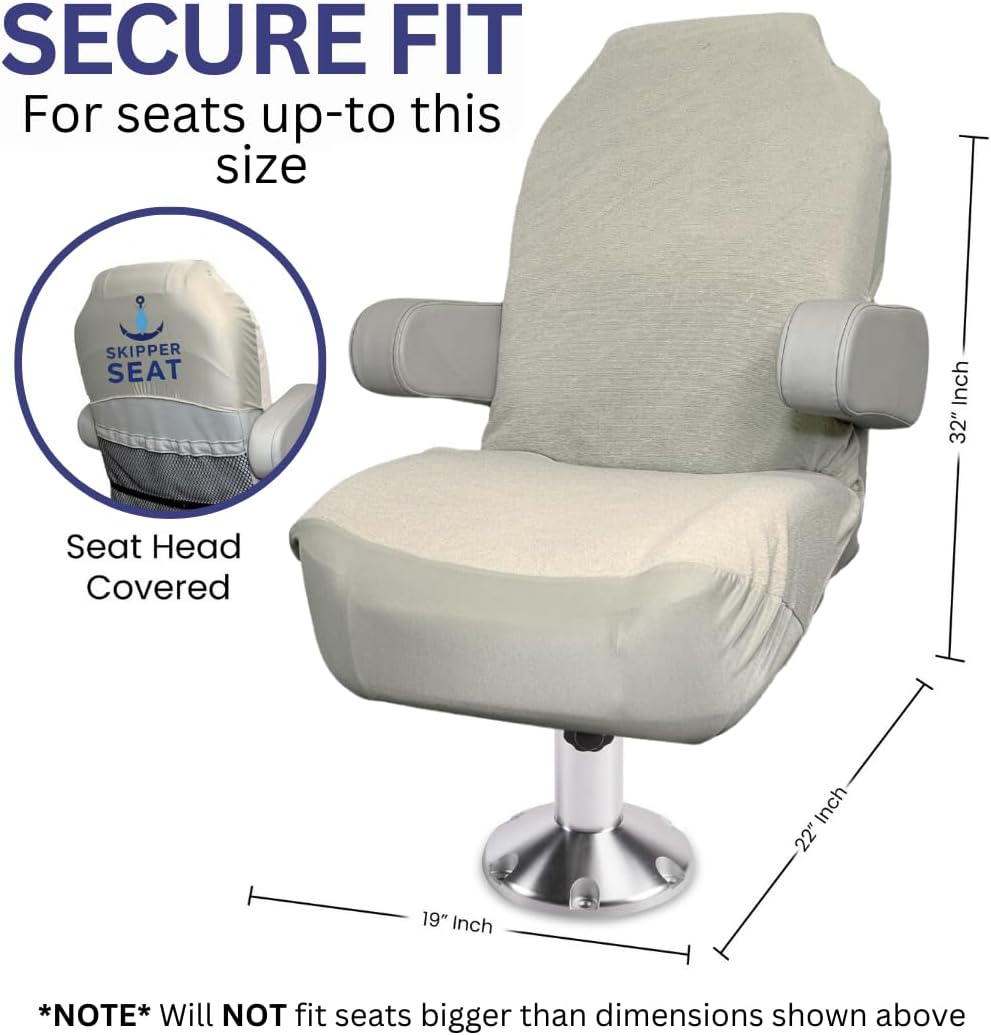 Pontoon Boat Seat Cover Microfiber, Quick-Dry, Universal Fit, Stylish Solid Color (Classic Grey), PB01BBG