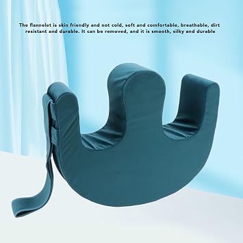 Elderly Turning Device Comfortable U Shaped Turnover Pillow with Bandaged Flannelette Soft Support Pillow for Bedridden Patients (Purplish Blue)